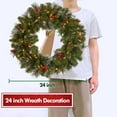 thumbnail image 2 of IC ICLOVER 24'' Pre-Lit Christmas Wreath with 50 LED Lights  & Red Berries - Pre-Lit Lighted Christmas Door Wreaths Decorations for Window Front Door Wall Décor, 2 of 8