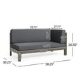 thumbnail image 3 of GDF Studio Caspian Outdoor Acacia Wood Left Facing Chaise Lounge Sofa, Grey Finish + Dark Grey, 3 of 9