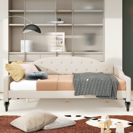 BARONAGE Full Size Upholstered Tufted Daybed, Can be used as a sofa, Modern Style Beige