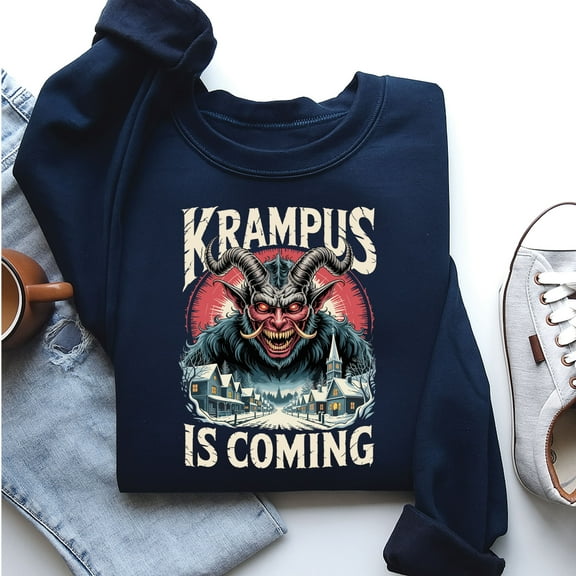 Krampus Is Coming Gothic Christmas T-Shirt – Horror Holiday Tee, Dark Xmas Gift, “Gruss Vom Krampus” Nordic Folklore Shirt