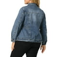 thumbnail image 3 of MODA NOVA Juniors Plus Size Long Sleeve Button Denim Jacket, 3 of 6