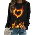 thumbnail image 5 of Penkiiy 3D Flame Printing Pullover for Women Women's Round Neck Flame Printed Loose Sweatshirt Long Sleeve Plunge Sleeve Top Sweatshirt, 5 of 6