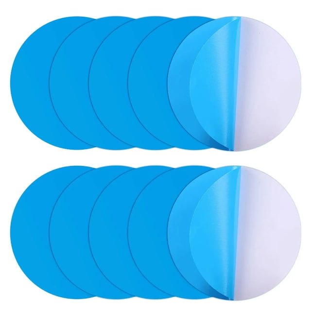 Jinswick Pool Liner Patch 10 Pieces Self-Adhesive PVC Pool Patch Repair Kit Vinyl Inflatable Pool Patches Pool Patches for Above Ground Pools, Inflatable Boats Products(Blue)