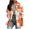 thumbnail image 2 of Qetyuw Plaid Jacket for Women Long Sleeve Fashion Loose Fit Jackets Button Down Lapel Casual Coat Outwear, 2 of 5