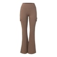 thumbnail image 5 of GEWSEY Women Workout Flare Leggings with Pockets Hidden Scrunch High Waisted Cargo Gym Yoga No Front Seam Leggings (Brown, XL), 5 of 5