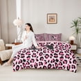 thumbnail image 4 of Manfei Pink Leopard Print Bow Letter N Bedding Comforter Set for Girls, Cute Initial Bows Queen Bedding Sets, Pink Reversible, 7pcs, 4 of 7