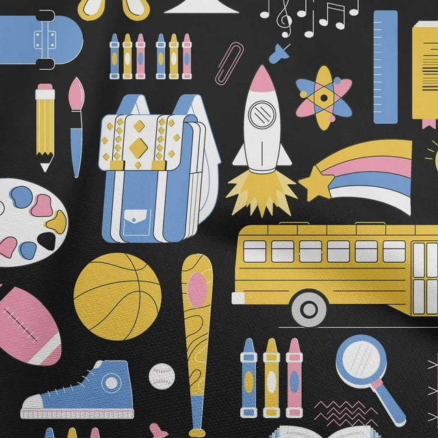 oneOone Georgette Viscose Black Fabric Kids Craft Projects Decor Fabric Printed By The Yard 42 Inch Wide