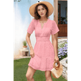 thumbnail image 5 of Women's Elegant V-Neck Lace Dress with Cutout Detail - Breathable Short Sleeve Summer Dress, 5 of 7