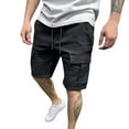 thumbnail image 2 of Mens Shorts, Male Casual Solid Trousers Pant Cargo Pocket Slim Pant Drawstring Shorts Summer Shorts Men's Casual Shorts, 2 of 8