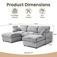 thumbnail image 3 of bokifol 100.5"Modular Sectional Sofa with Movable Ottomans,U Shaped Cloud Couch for Living Room,Light Grey, 3 of 18
