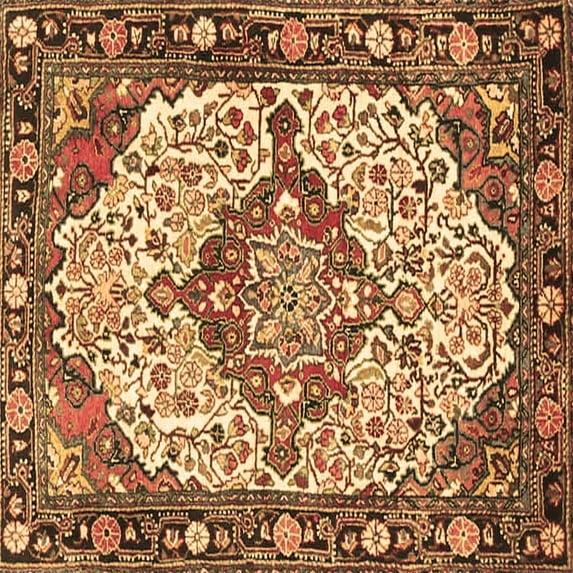 Ahgly Company Indoor Square Medallion Brown Traditional Area Rugs, 8' Square