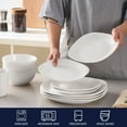 thumbnail image 5 of Bestone 16 Piece Round Kitchen Dinnerware Set,Plates and Bowls sets,Dishes, Plates, Bowls, Mugs, Dish Set，Plates and Bowls,Service for 4, Stoneware (white, square), 5 of 8