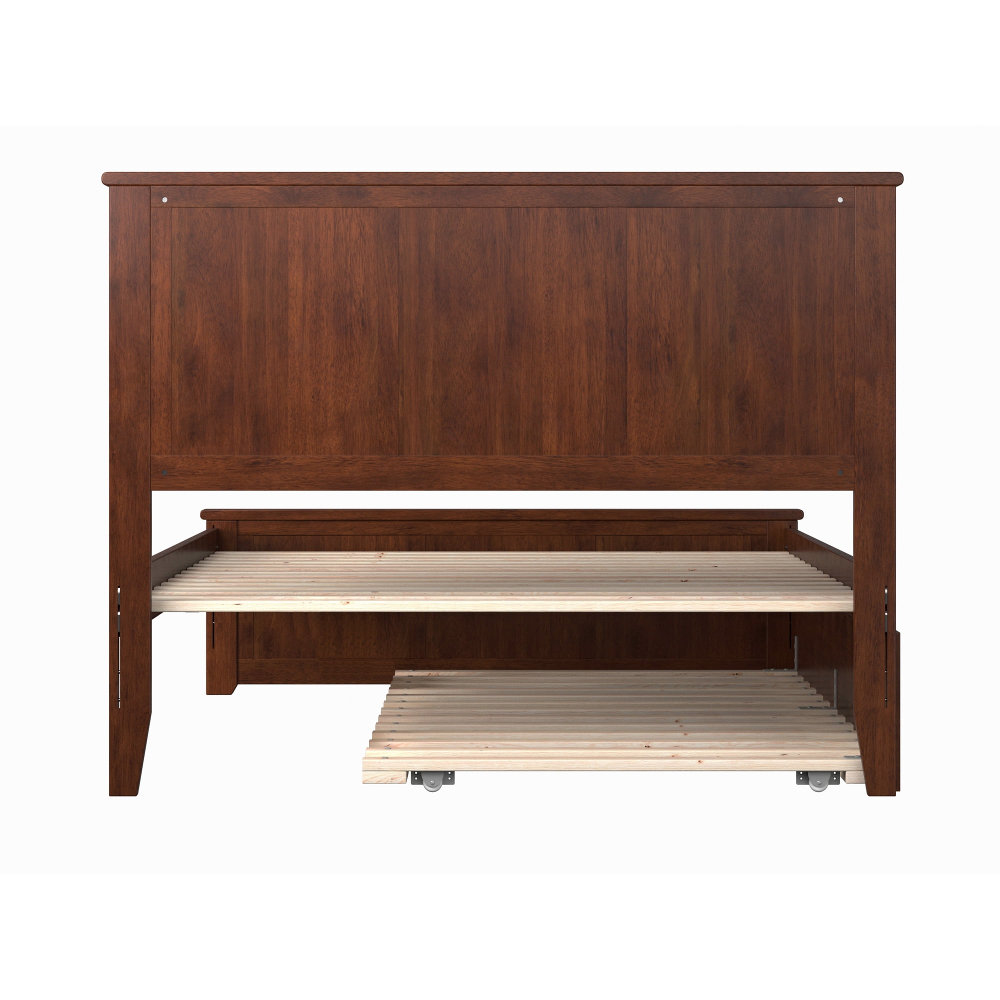 AFI Madison Full Wood Platform Bed with Matching Footboard & Twin Trundle, Walnut
