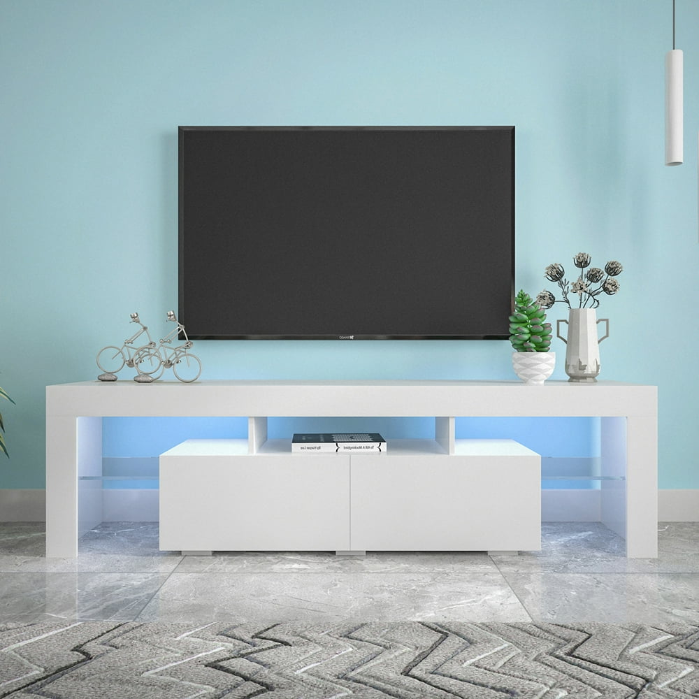 White TV Stand Media Console Entertainment Center Television Table for ...
