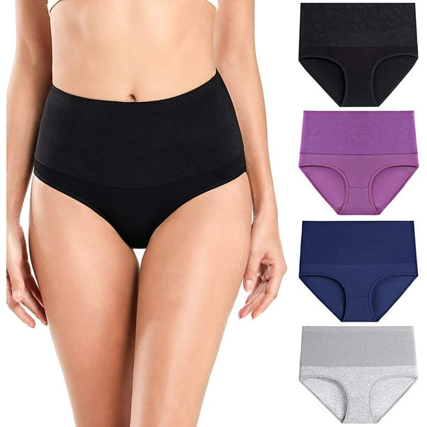 Women's Cotton Stretch Underwear Briefs Soft Breathable High Waisted Full  Coverage Ladies Panties Multipack 