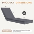 thumbnail image 2 of Clouddwell 2 Pack Gray Outdoor Chaise Lounge Cushions, Waterproof High Rebound Foam Patio Recliner Pads, Detachable Zipper Covers Anti-Slip Tie Downs for Pool Garden Patio, 2 of 8