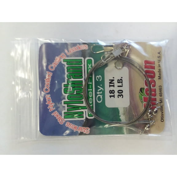 Mason NYLOSTRAND Bright 18" Fishing Leaders, 30 Lb., 3 Count