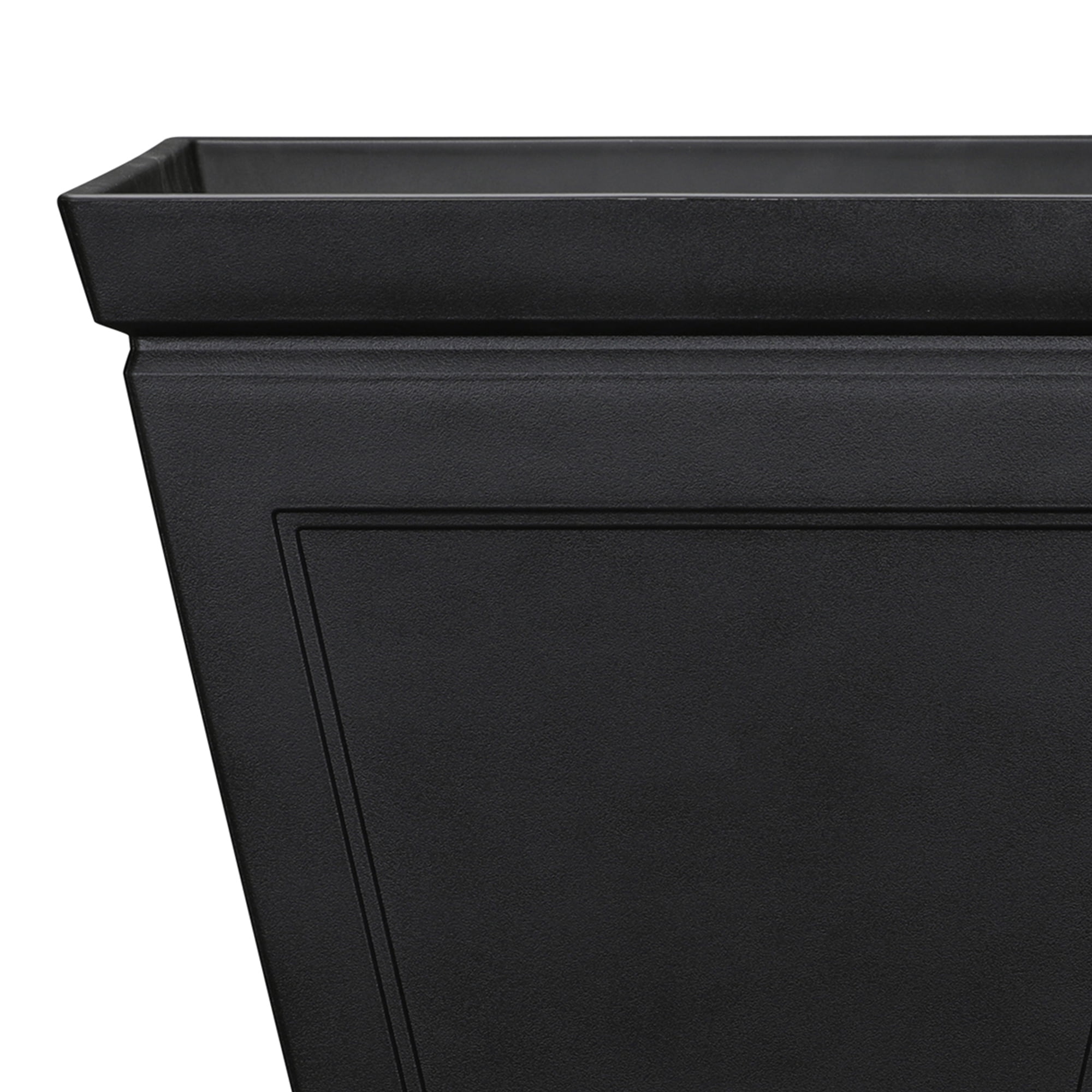 Mainstays Finn 16" x 16" x 16.8" Square Black 100% Recycled Resin Planter