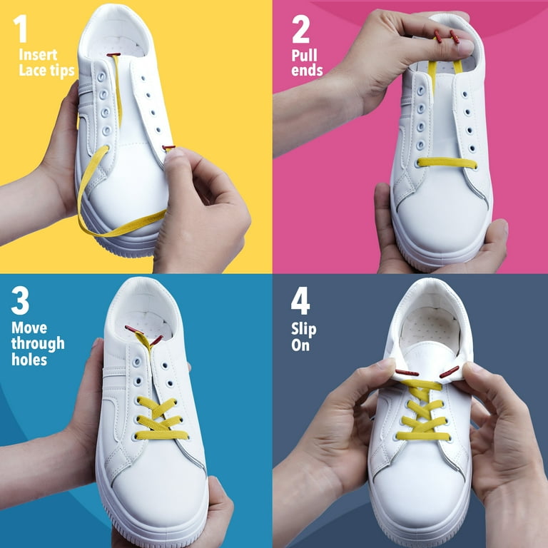 Laceez No Tie Shoe Laces for Kids Single Pack Elastic Shoe Laces for Toddlers Sports Shoes Sneakers Comfort Smart look Yellow Medium