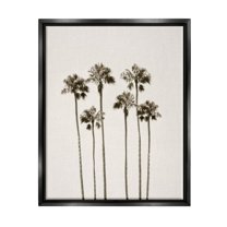 Tall Palm Trees Looming Landscape Graphic Art Jet Black Framed Art Print Wall Art