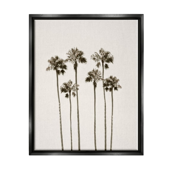 Tall Palm Trees Looming Landscape Graphic Art Jet Black Framed Art Print Wall Art