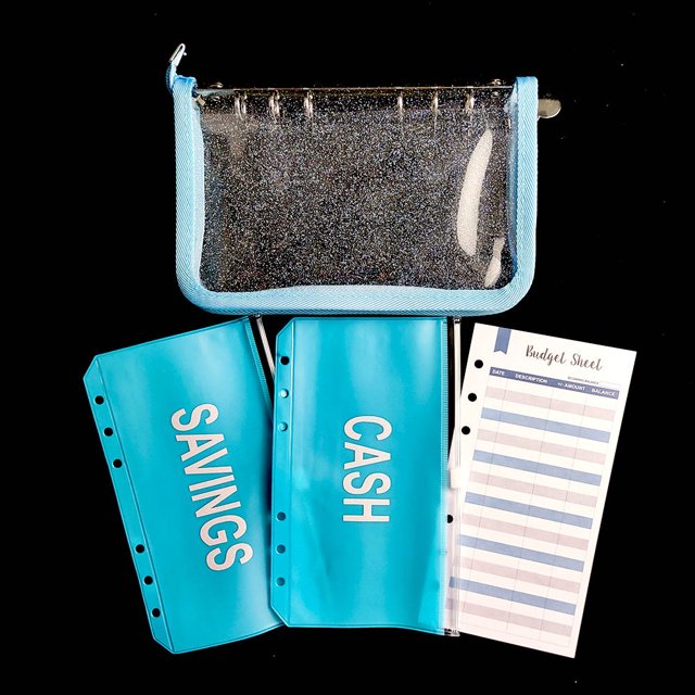Bolsa con cremallera de hojas sueltas A6, bolsa de almacenamiento financiero de estilo japonés, juego de 4 piezas, sobre económico, contabilidad manual