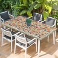 thumbnail image 2 of Boho Beige Flowers Table Cloths for 6 Foot Rectangle Tables, Spring Abstract Watercolor Floral Leaf Patio Waterproof Elastic Fitted Tablecloths, Washable Rectangular Table Cover for Camping, 2 of 8