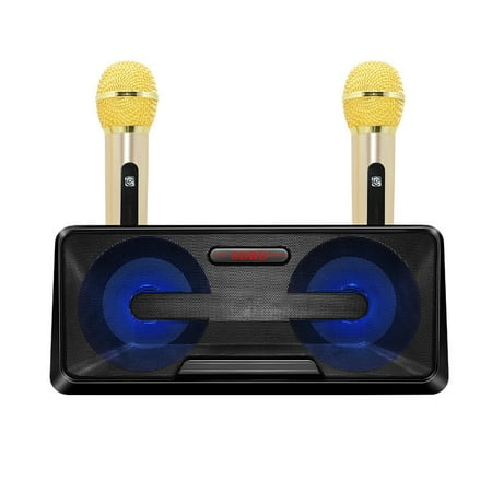 SDRD SD-301 2 in 1 Portable Karaoke System Family KTV with Dual Wireless Live Microphone + Bluetooth Speaker (Black)