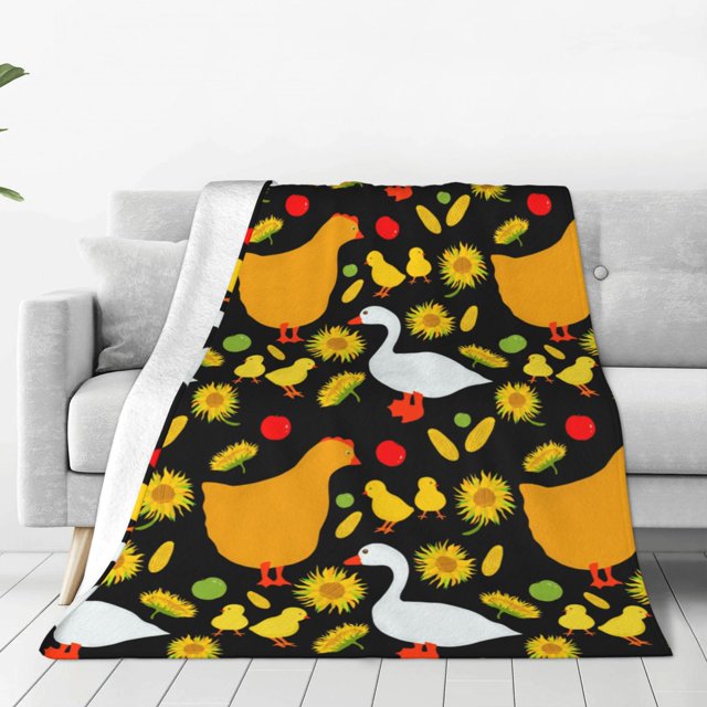 Fotbe Farm Goose Manta de Franela Acolchonada con Estampado, Súper Suave y Esponjosa, Extra Grande para Sofá, Cama, Uso Todo el Año-50"x40"