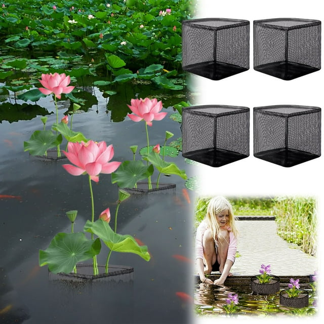 BAOPAI 4-Pack Breathable Mesh Aquatic Plantsing Bags for Pond Garden Reusable Flexible Plants Baskets for Water Lilies