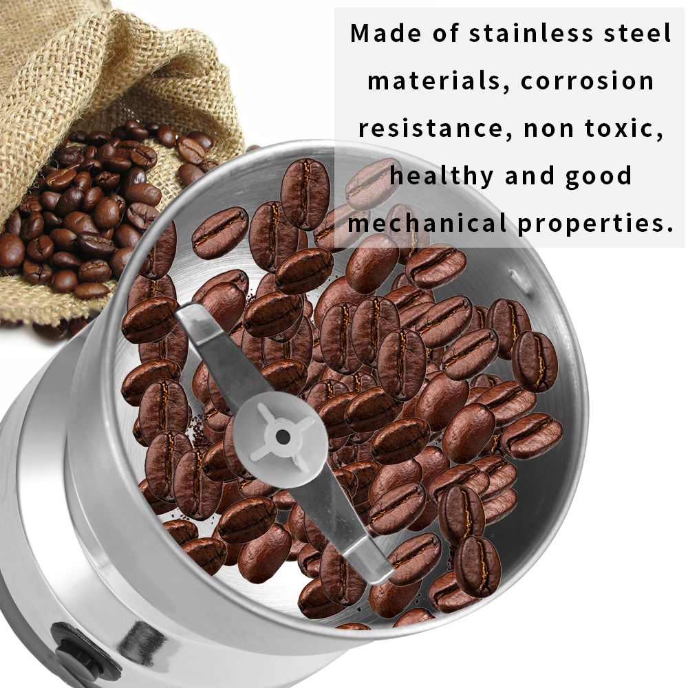 Kaffeem/ühle Elektrische Gew/ürzm/ühle schwarz 150W mit Lebensmittelqualit/ät Schlagmesser und Mahlschale aus Edelstahl Kaffeebohnenm/ühle mit Sicherheitsschalter