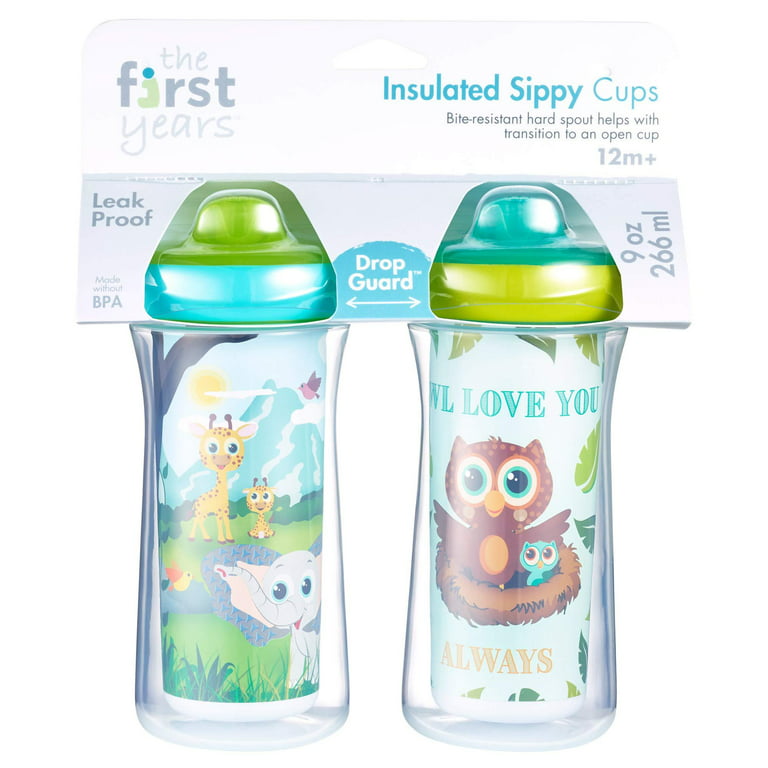 The First Years Insulated Straw Cups - Rainforest - 2pk/9oz