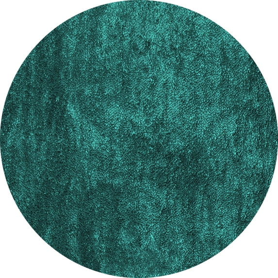 Ahgly Company Indoor Round Abstract Turquoise Blue Contemporary Area Rugs, 6' Round