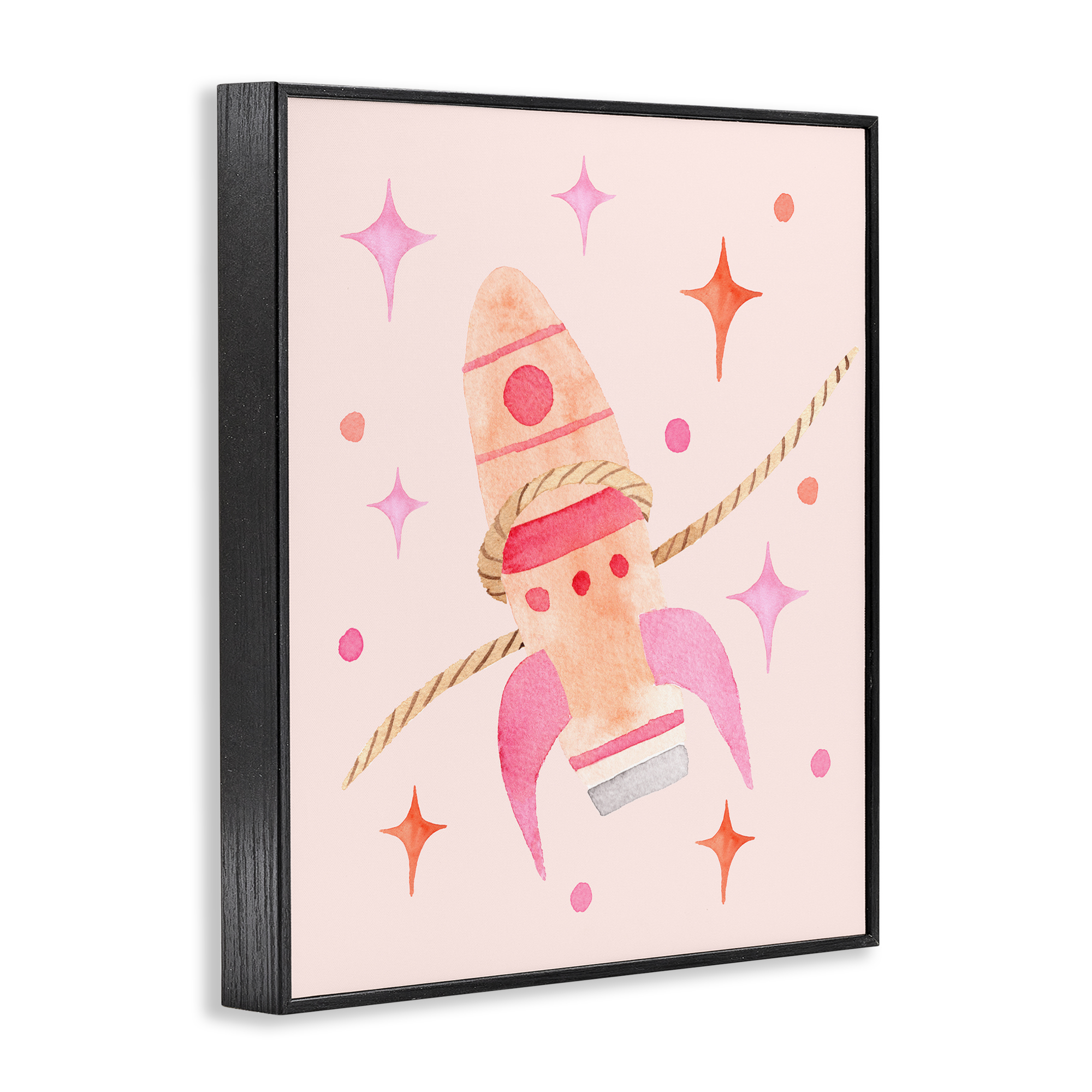 Lasso Rocket Ship Black Framed Giclee Art, design by Nina Jacobs