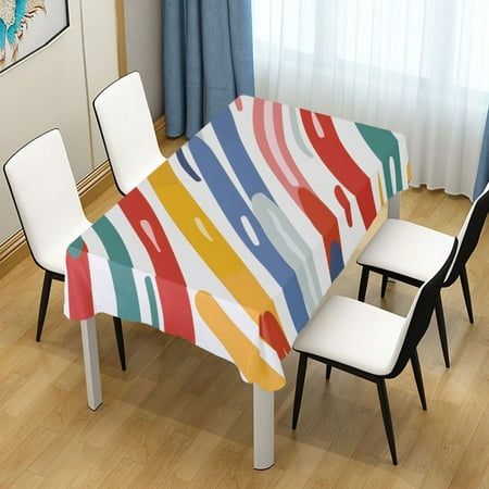 

ALAZA Rainbow Geometric Stripes Lines Rectangle Tablecloth Tablecover Dinning Table Cloth 54 x54
