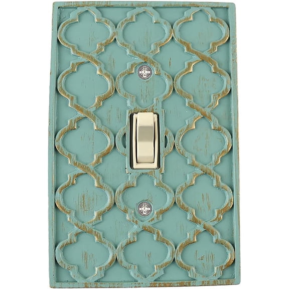 Meriville Moroccan 1 Toggle Wallplate, Single Switch Electrical Cover Plate, Buckingham Green with Gold