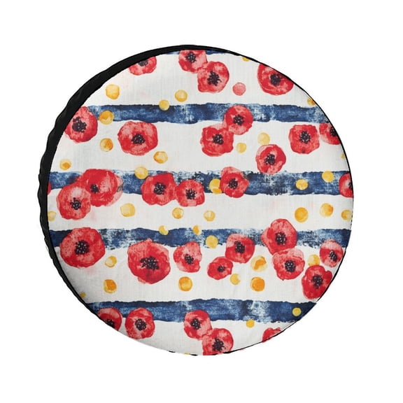 Spare Tire Cover Poppy Memorial Day Patriotic American Flag Protectors Weatherproof Dust-Proof American Flag Brave Tire Cover Universal Fit for Trailer SUV Truck Camper Travel Trailer 12inch