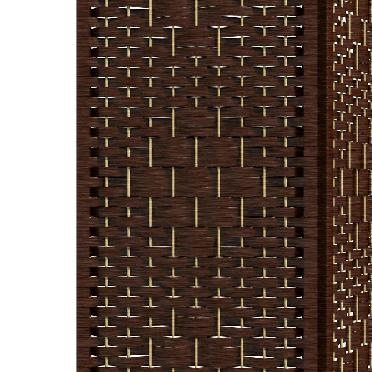 Spaco 4 Panel Folding Room Divider, Portable Privacy Screen, Wave Fiber Room Partition for Indoor as Living Room, Bedroom, Brown