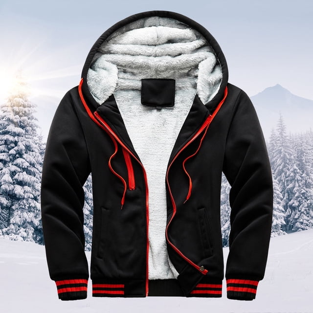 Sudadera con capucha Augper para hombre, cálida, de invierno, con cremallera y vellosidades, chaqueta, abrigo exterior