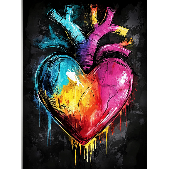 Colorful Anatomy Heart Canvas Wall Art， Suitable for Living Room， Bedroom， Office， Dining Room， and Apartment Decoration