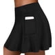 thumbnail image 1 of ICHUANYI Clearance Women's Tennis Skirts Run yoga Inner Shorts Elastic Sports Pockets Hakama(Black, S) ICHUANYI WER2023080909138, 1 of 9