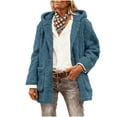 thumbnail image 2 of Black**Friday Chaoheng Winter Outerwear for Women Women's Plush Lined Hooded Coat Teddy Fleece Oversized Lounge Jacket, 2 of 8