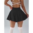 thumbnail image 2 of Womens Tennis Skirt with inner Shorts Pockets Shorts Crossover High Waisted Athletic Skorts Skirts for Golf Running Workout and Yoga Sports Activewear Black S, 2 of 7