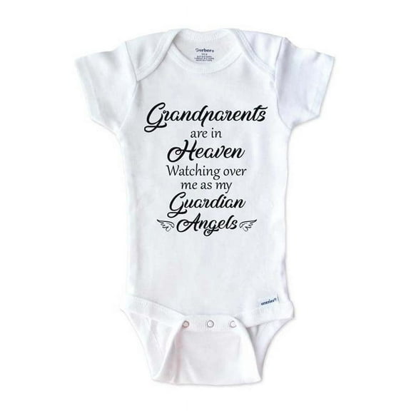 Grandparents are in Heaven watching over me as my Guardian Angel - Memorial baby bodysuit - White 3-6 Months