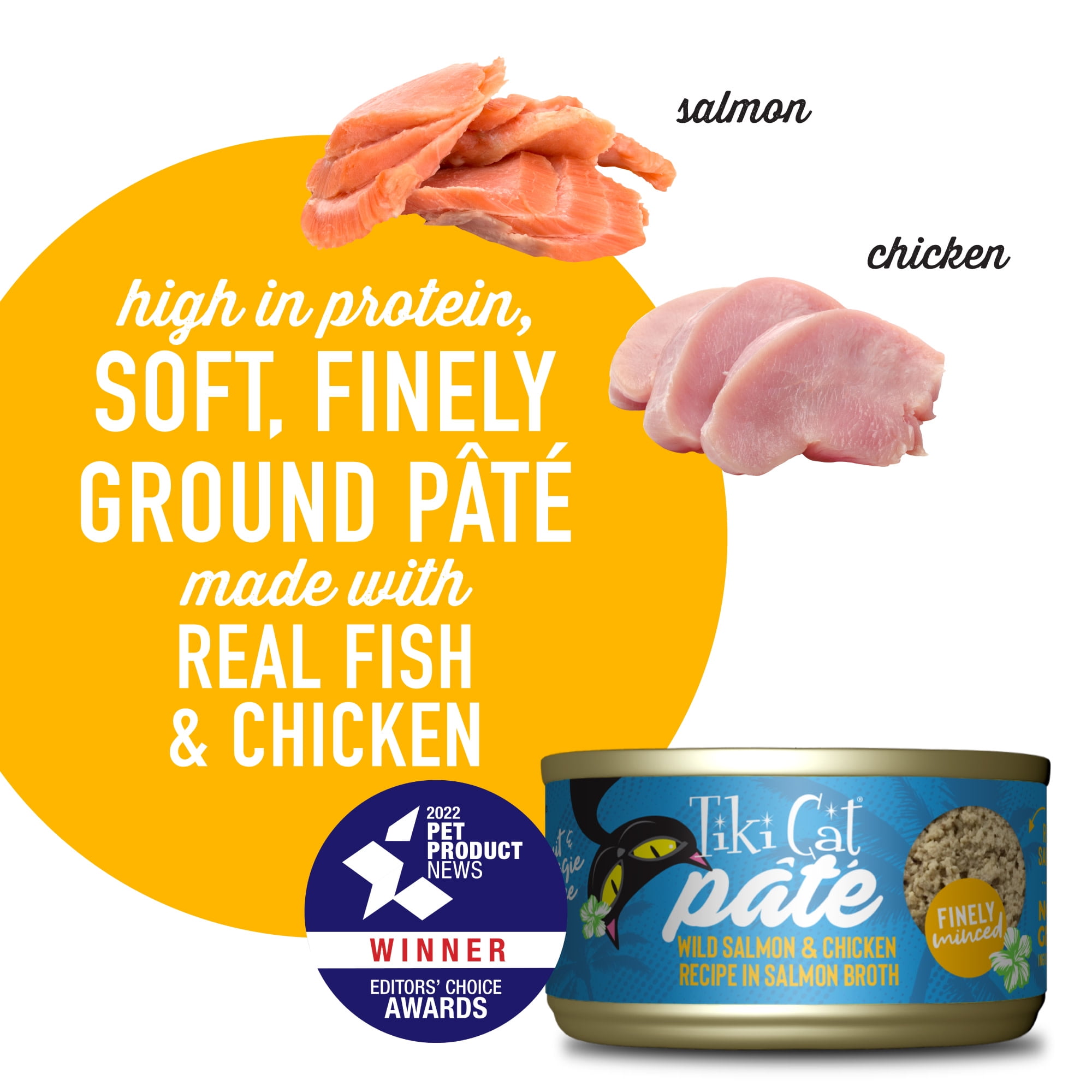 (6 pack) Tiki Cat Luau Pate Wet Cat Food, Salmon & Chicken, 2.8 oz. Can