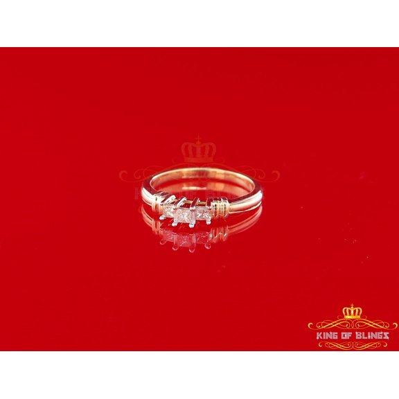 King of Blings 14K Real Yellow Gold with 0.25CT Real Diamond Ladies Ring Size 7