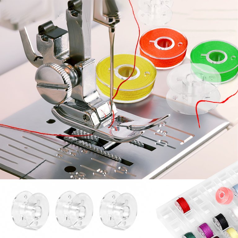 25pcs EEEkit Transparent Plastic Sewing Machine Bobbins Spools with Case  Fit for Brother Singer Babylock Janome Kenmore 