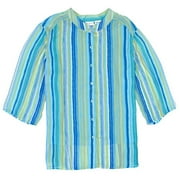 Women's Plus Striped Mandarin Top