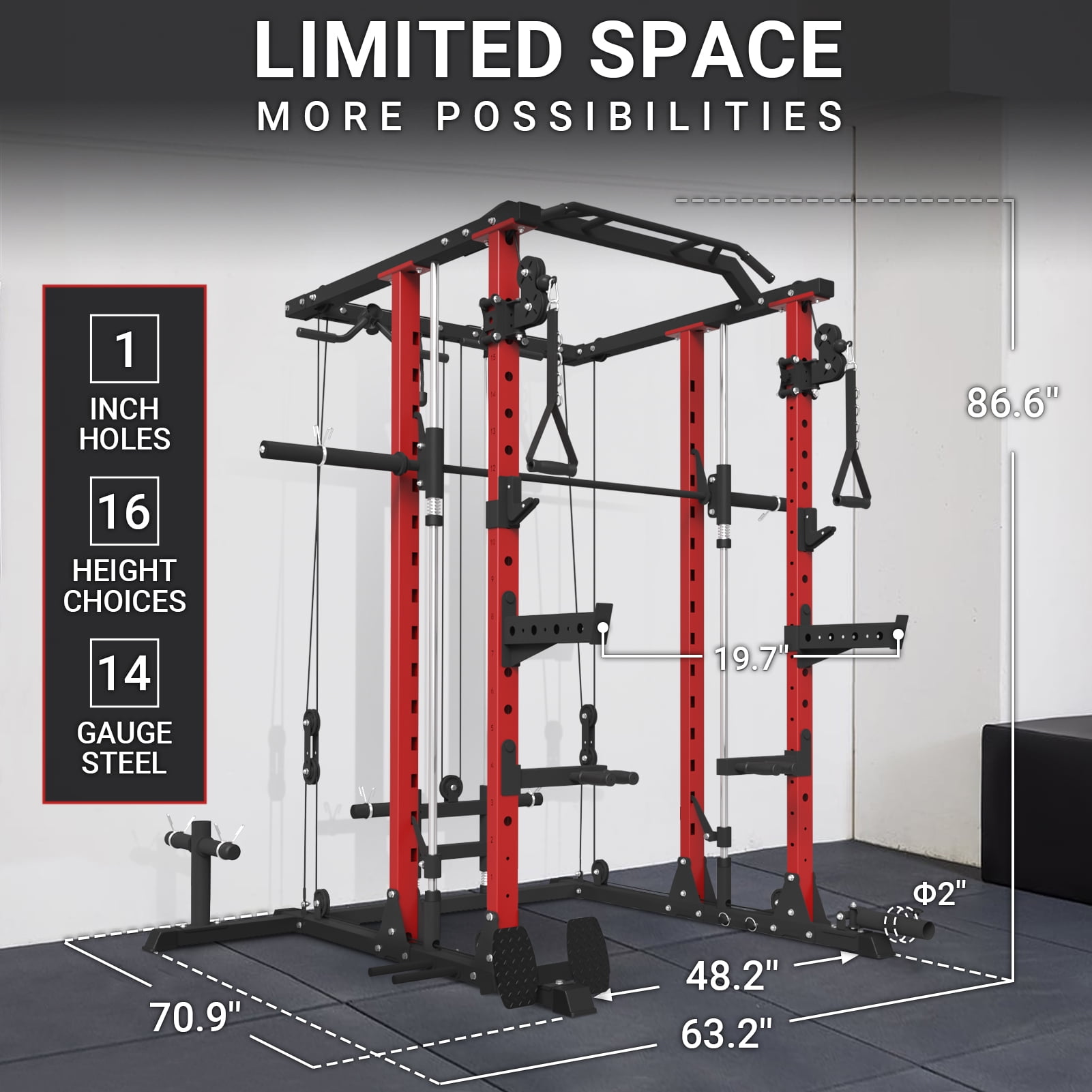 Buy ER KANG Smith Machine Home Gym, 2000LB Smith Rack with Cable