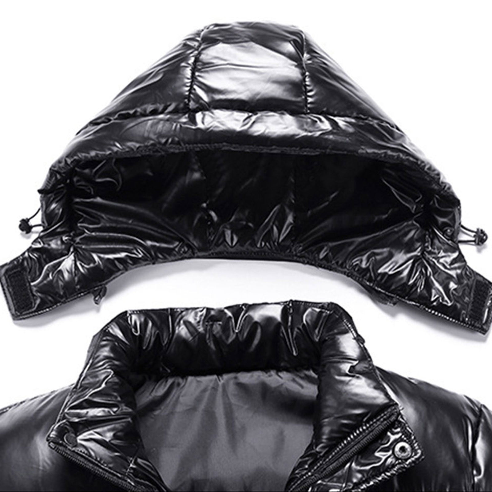 BKQCNKM Puffer Jacket Men Mens Puffer Jacket Men's Solid Color Shiny Jacket Zipper Long Sleeved Hooded Cotton Jacket Puffer Jacket, Black L BKQCNKM Puffer Jacket Men Mens Puffer Jacket Men's Solid Color Shiny Jacket Zipper Long Sleeved Hooded Cotton Jacket Puffer Jacket, Black L